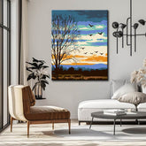 Painting by Numbers Art Nature Geese Fly Over The Bare Trees in The Winter Sky